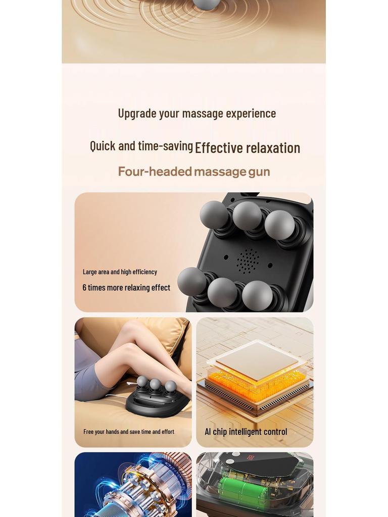 Six-Head Professional Fascia Gun: High-Frequency Waist & Muscle Massager for Deep Relaxation