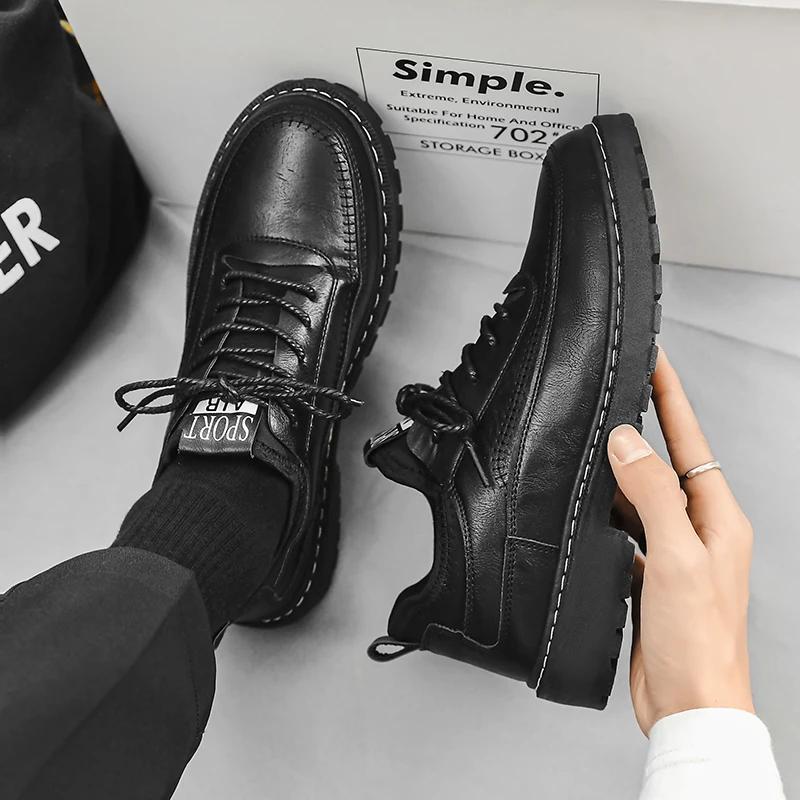 New retro handmade men's shoes leather shoes outdoor casual men's social shoes lace-up sewn non-slip