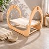 Wooden Cat Swing Bed Curved Frame Suspended Hammock Textile Hanging