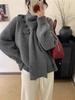 Korean Style Loose Knit Sweater Coat for Women - Autumn/Winter Scarf Collar