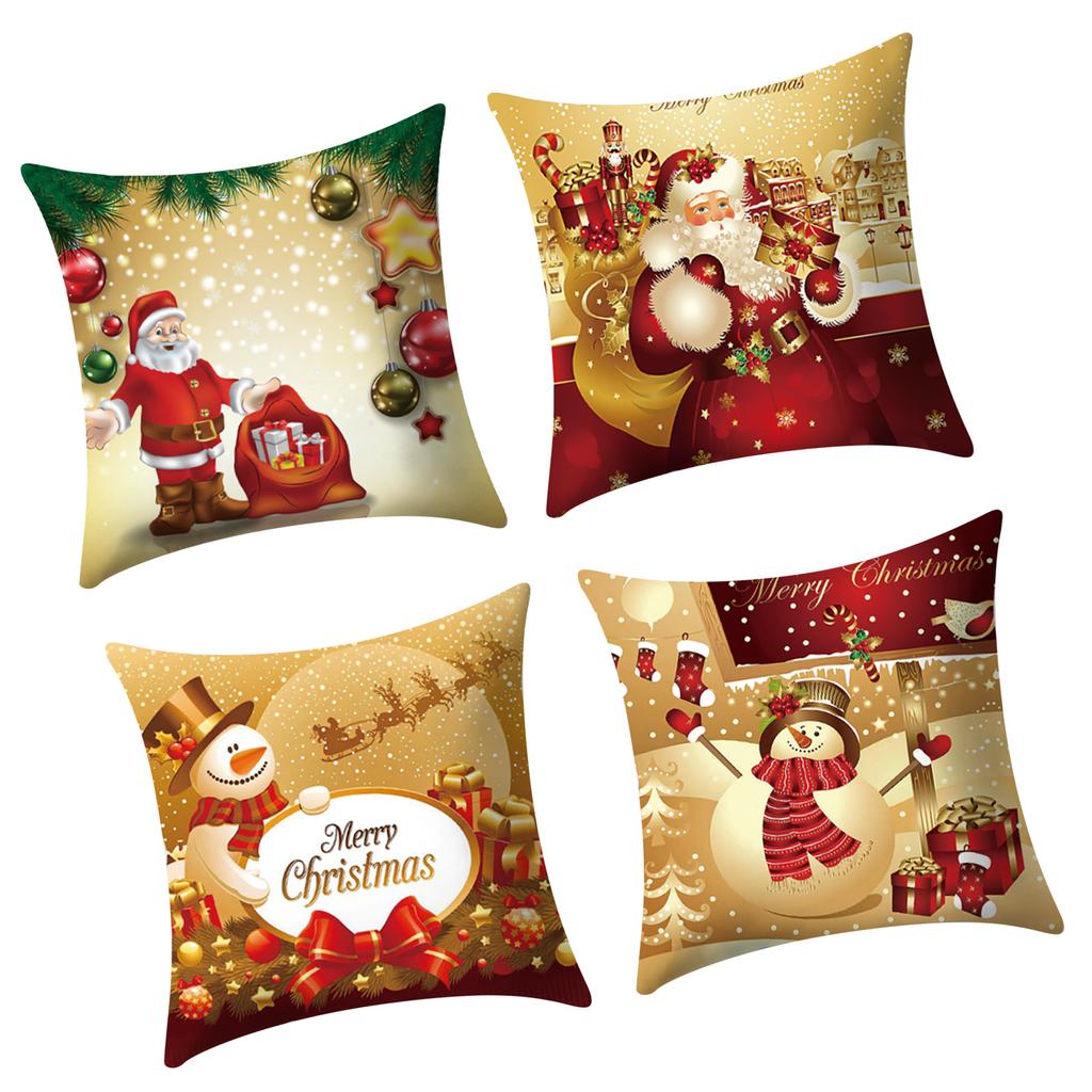 4PCS Christmas Pillow Cover Simple Xmas Decorative Throw Pillow Case for Living Room Sofa