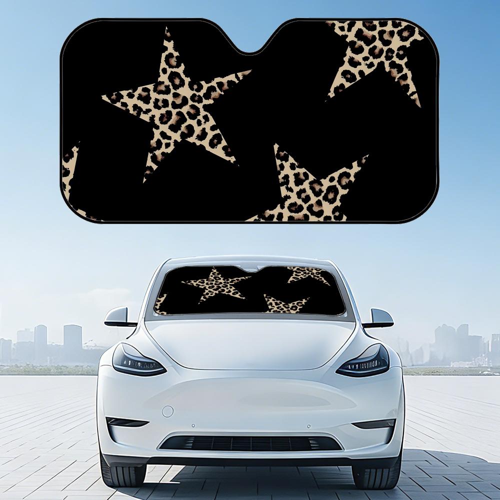 Leopard Print Sun Visor Reusable Aluminum Foil UV Protector Heat Three-layer Insulation Windshield Sunshades