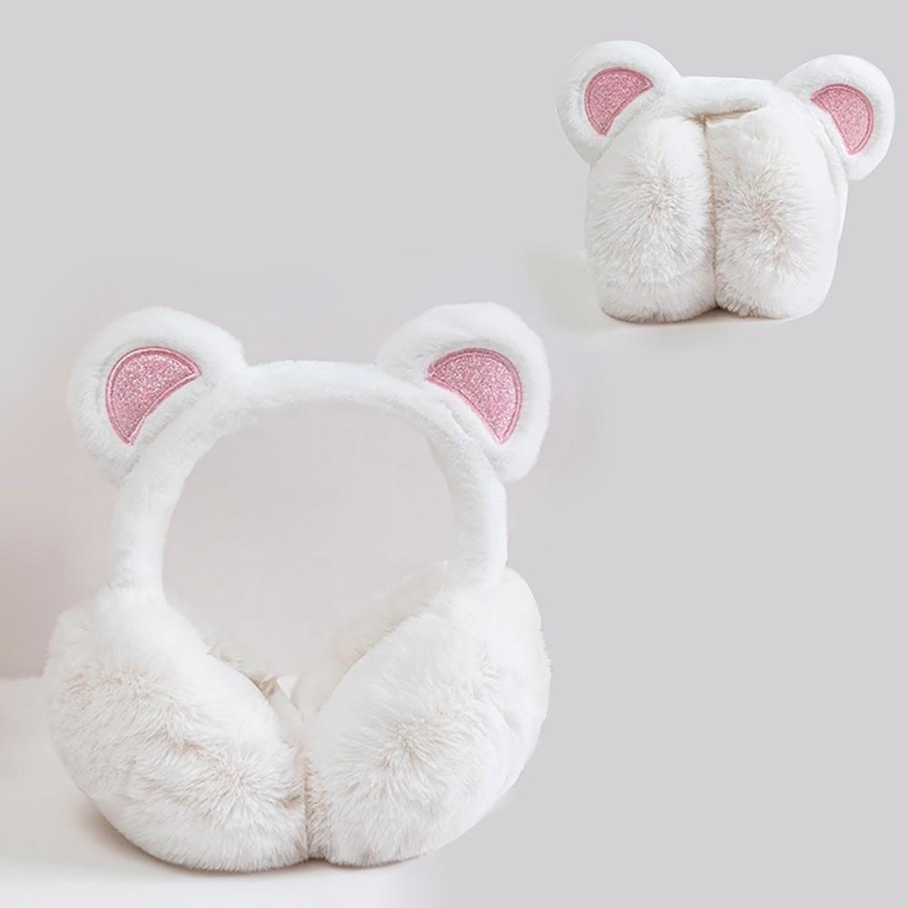 Anti-Freeze Sequins Bear Ear Earmuffs Plush Winter Ear Muffs Cute Ear Cover  for Women Girls