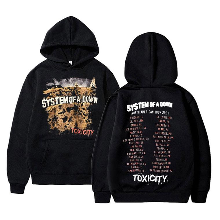 

Rock Band System of A Down Toxicity Tour Hoodie Men Women Gothic Punk Vintage Hooded Sweatshirt Men s Fleece Oversized Hoodies L чорний