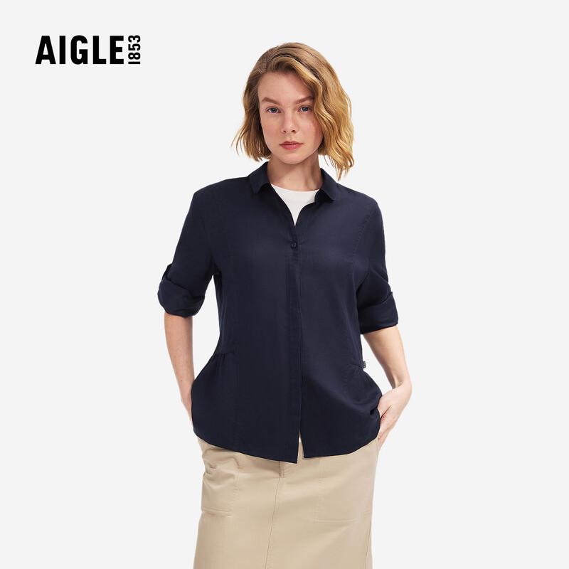 AIGLE Women s Tencel Blend Seven-Quarter Sleeve Shirt 40