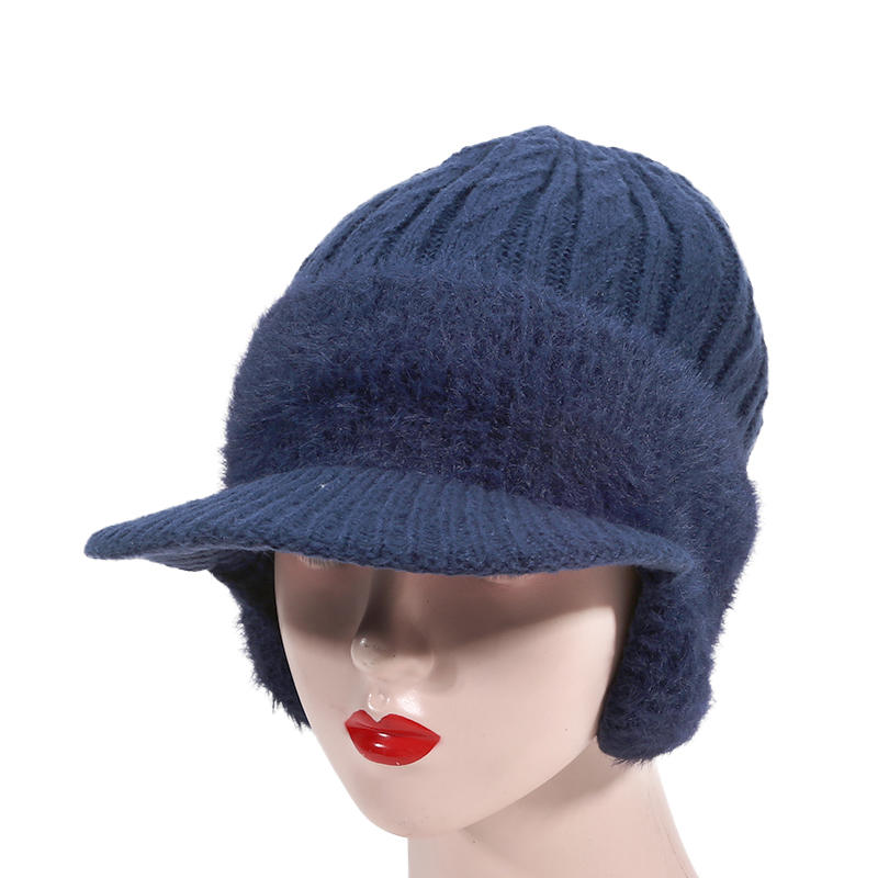 Unisex Winter Hat Plush Fur Lined Warm Earflap Cap Stylish Soft Beanie Hat Outdoor Thick Ski Sports Knitted Hat