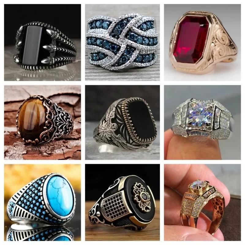 My Fine Jewelry Women's Grain Men's Ring Classic Trend Artificial Zircon Atmosphere Business Retro Fashion Party Luxury