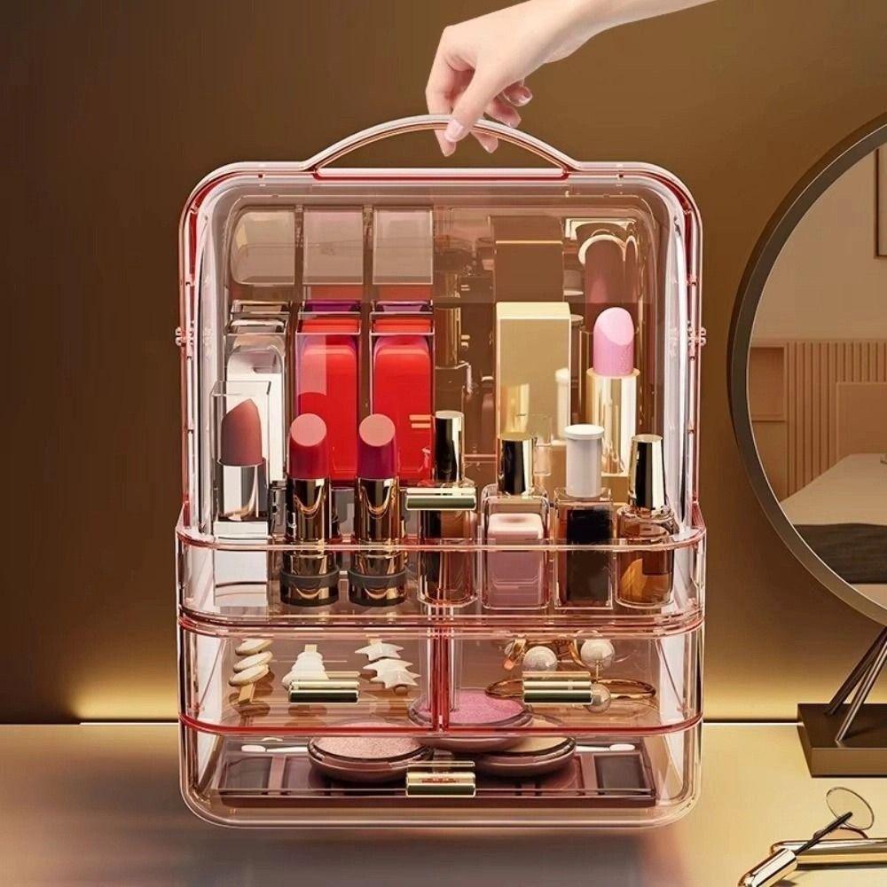 Clear Makeup Storage Rack Drawer Style Lipstick Holder Large Lip Gloss Storage Stand  for Bathroom