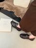 Retro Brown Gold Coin Loafers Women's Autumn and Winter New British Style Thick Heel Single Shoes Small Leather Shoes One Pedal Women's Shoes