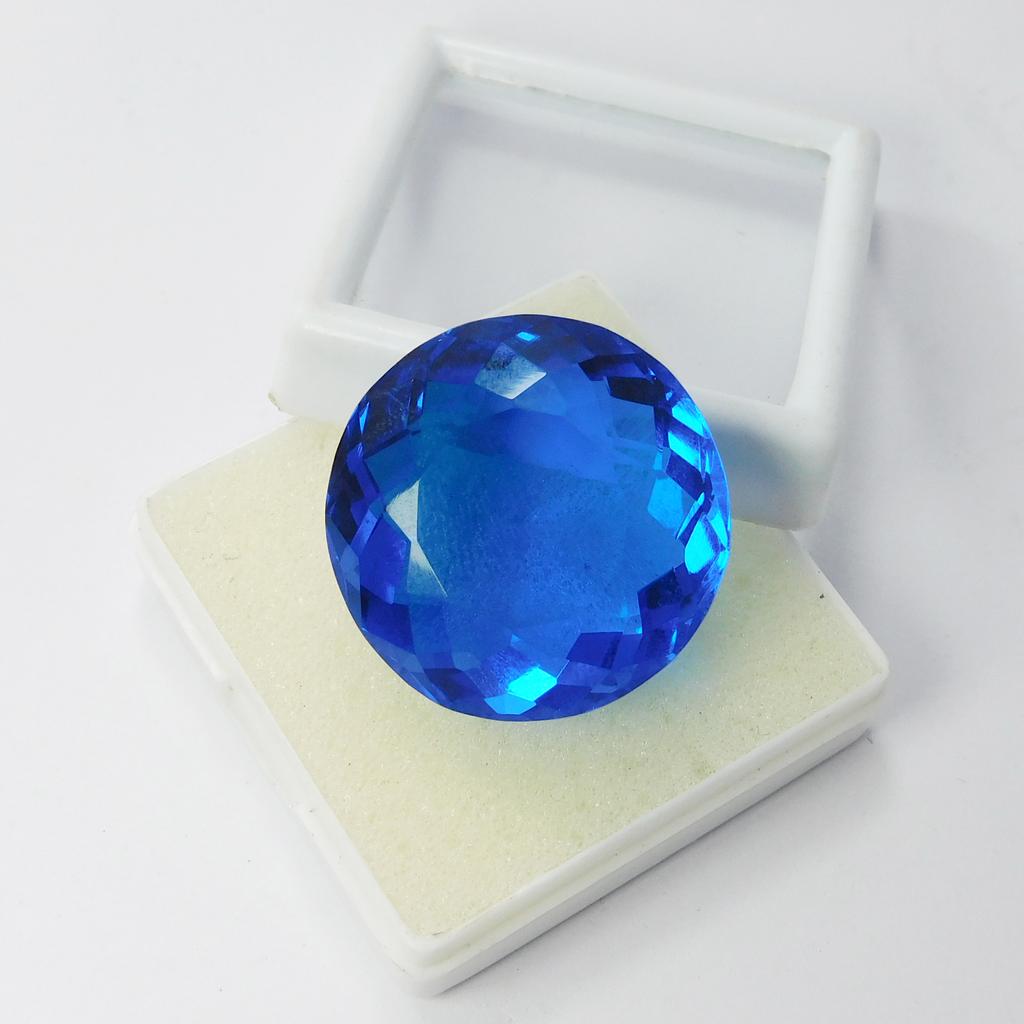 Lab-Created Blue Topaz Loose Gemstone 78.35 Ct Round Cut for Jewelry Making and Gem Collections