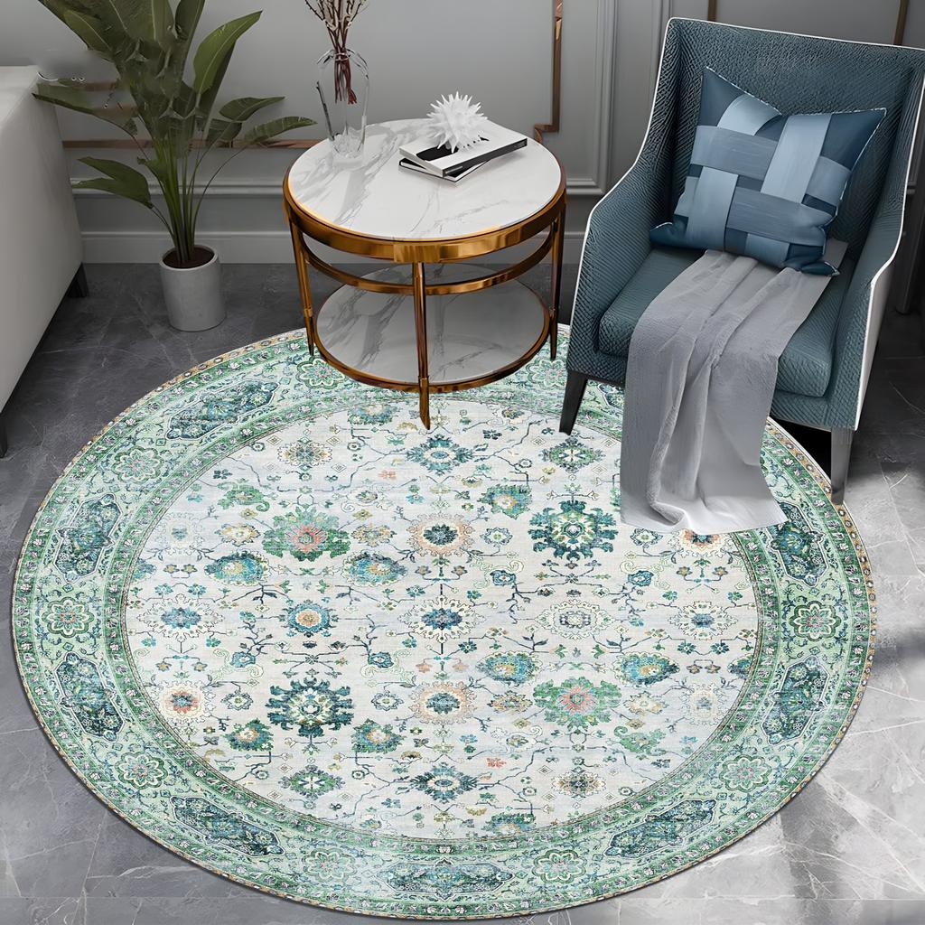 Mandala-Druck Runder Teppich Nordisch Modern Wohnzimmer Rutschfester Teppich Couchtisch Fußmatte Schlafzimmer Bodenteppiche Erkerfenster Stuhlmatte