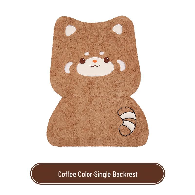 Cartoon Raccoon Winter Plush Car Seat Cushion