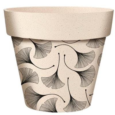 [A2056] - Maceta de bambú 'Ginkgo Biloba' negra beige - 17x15 cm