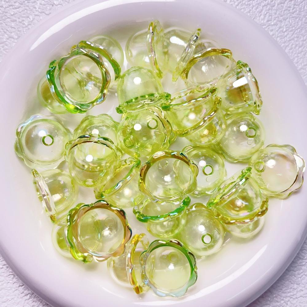 10pcs DIY Flower Bead Caps Transparent Keychain Pendant New Petal Charms Beads  Earring Jewelry