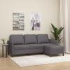 Vidaxl 3-Seater Sofa with Footstool, Grey, 180 Cm, Faux Leather