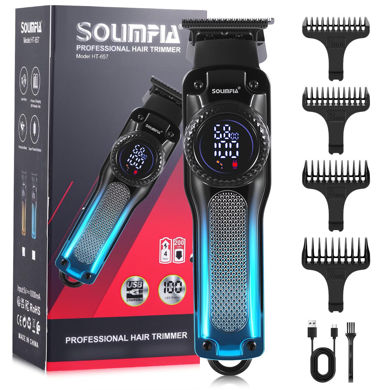 

SOUMPIA Профессиональный триммер для волос с цифровым дисплеем и множеством аксессуаров HT-657 синий