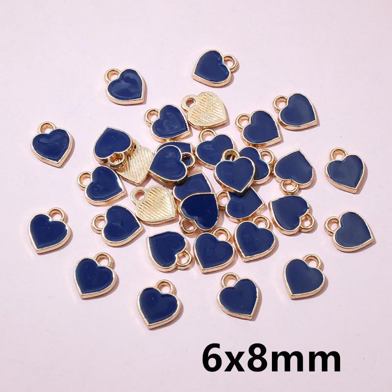 50Pcs 7x8mm Small Colorful Alloy Heart Charms Cute Love Pendants For DIY Bracelet Necklaces Jewelry Making Accessories