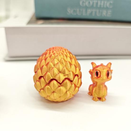 2Pcs 3D Printed Dragon Egg Figurine Movable Joints Dragon Figure Fidget Toy Dragon Egg with Articulated Dragon Inside Decoration Ornament