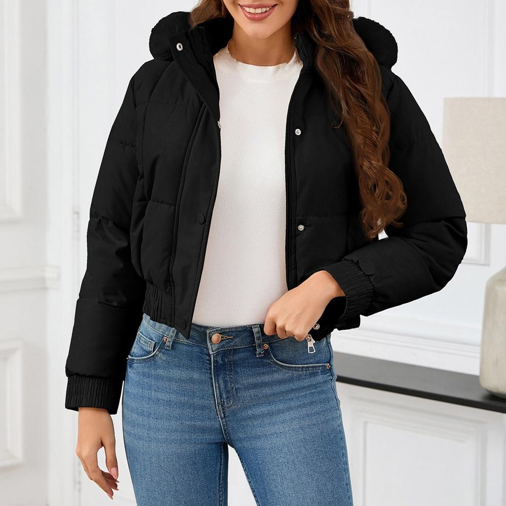 Women's Short Winter Warm Cotton Jacket Single Breasted Zipper Jacket