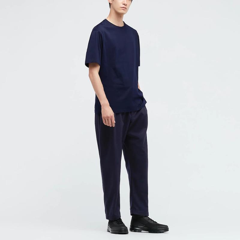 Uniqlo X Jil Sander Collaboration Solid Color Cotton Crew Neck Short Sleeve T-Shirt Men Tops Blue 436133-69