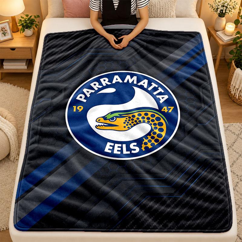 Flannel BlanketParramatta Eels Warm Soft Throw Blanket for Indoor Sofa Bed Living Room Use
