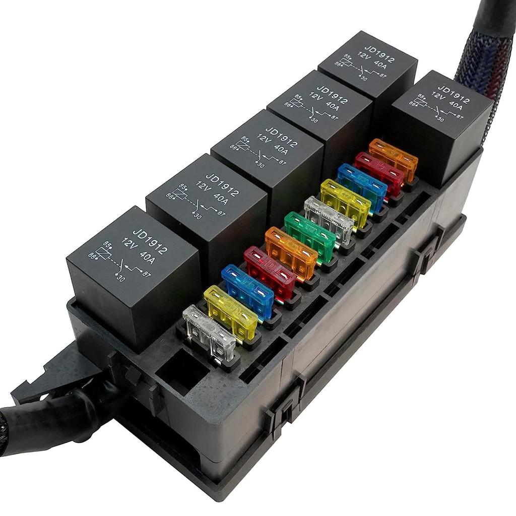 12V 24V 2 3 4 6 11Way Relay Box Fuse Relay Box with 4P 5P Relays 12V 24V Automotive Universal Fuse Panel For Automobiles Ships Relays 5