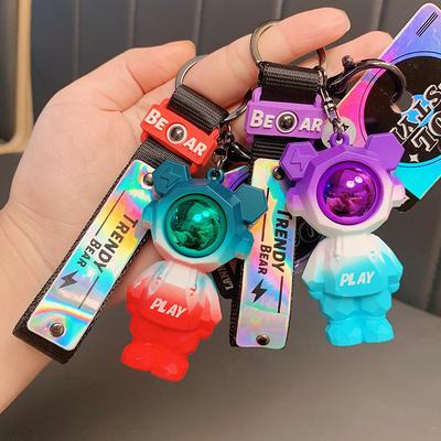Creative Section Play Bear Keychain Pendant Cartoon Trendy Cool Bear Doll Car Key Chain Pendant