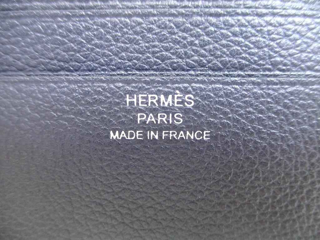 Authentic HERMES Blue indigo Evercolor Card Case Card Holder Citizen Twill Silk In #b247 Seller refurbished