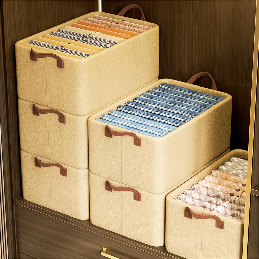 Space-Saving Folding Storage Box With Steel Frame 2 Handles Office Supplies,Quilt Organization Foldable Storage Drawers