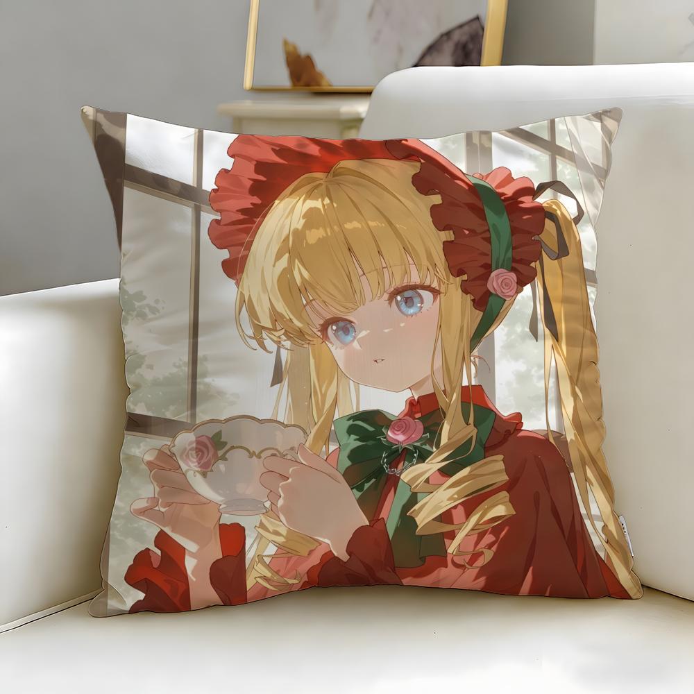 Classic Anime Rozen Maiden Cushion Cover Soft  EasyWash Pillow Case  Versatile for Couch Bed Travel and Office