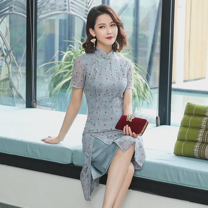2025 Modern Lace Cheongsam: Slim Fit Ao Dai in Old Shanghai Style