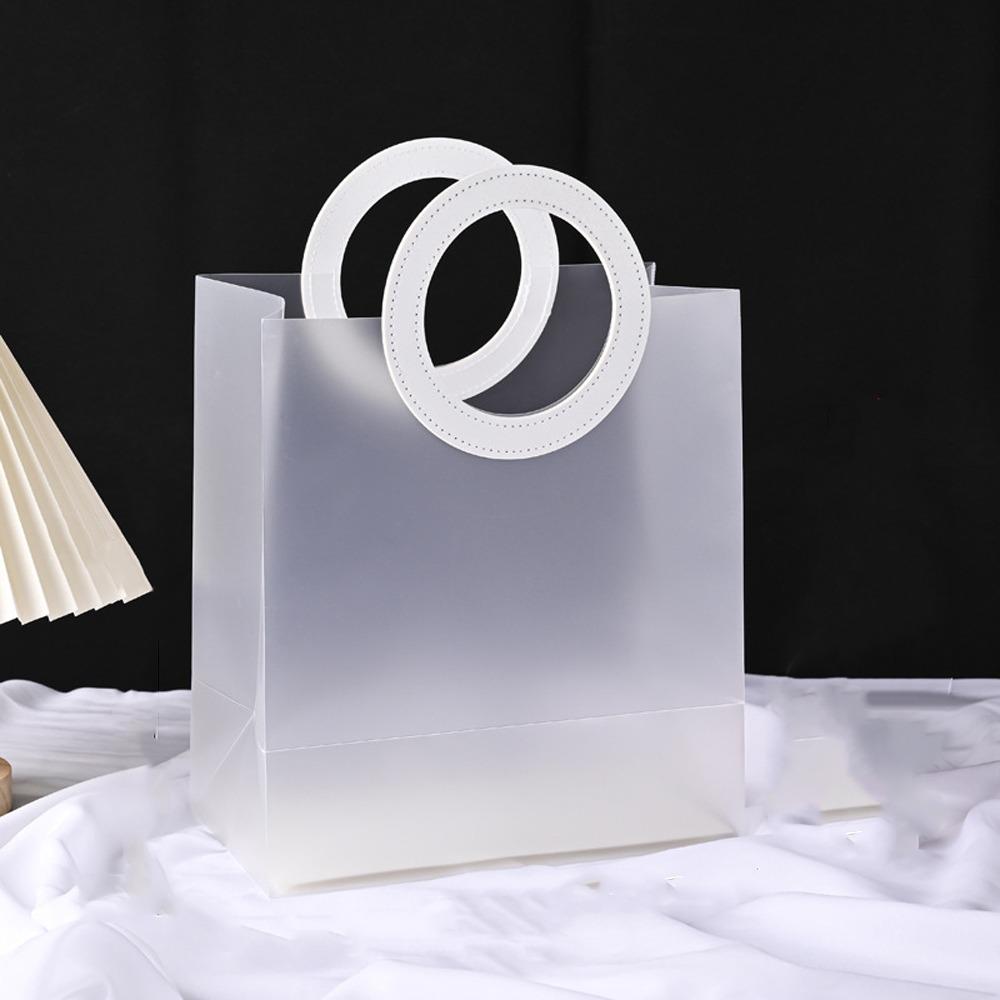 5pcs Plastic Shopping Tote Bag with Handle Gift Packaging Bag Candy Jewelry Packaging