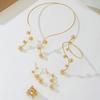 Women‘s Jewelry Set: Gold Alloy Necklace + Earrings + Ring + Bracelet, Cool Minimalist Metal Style, for Banquet & Commute, Women‘s Gift
