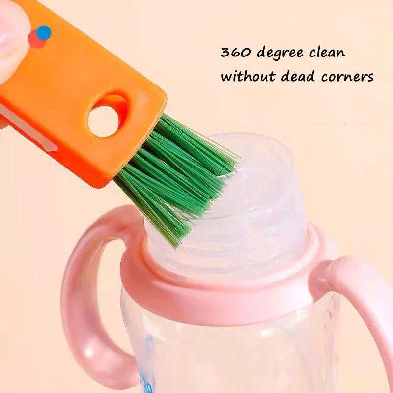 2/4PCS Carrot Cup Brushes Long Handle Kettle Bottle Mouth Nipple Cleaning Brushes Household Cup Cleaning Tools Kitchen Cleaning