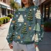 Damen Trendy Weihnachtsdruck Rundhals-Sweatshirt Leichtes Lässiges Pullover-Oberteil