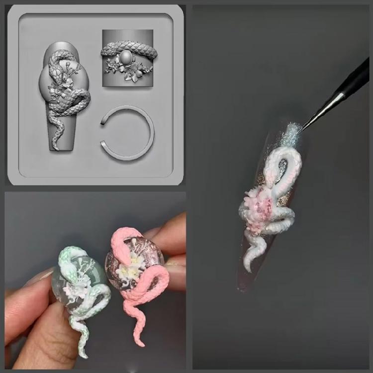 Multipurpose Silicone Mould for Snake Nail Art Easy to Use and Remove Suitable Portable for All Nail Shapes and Lengths
