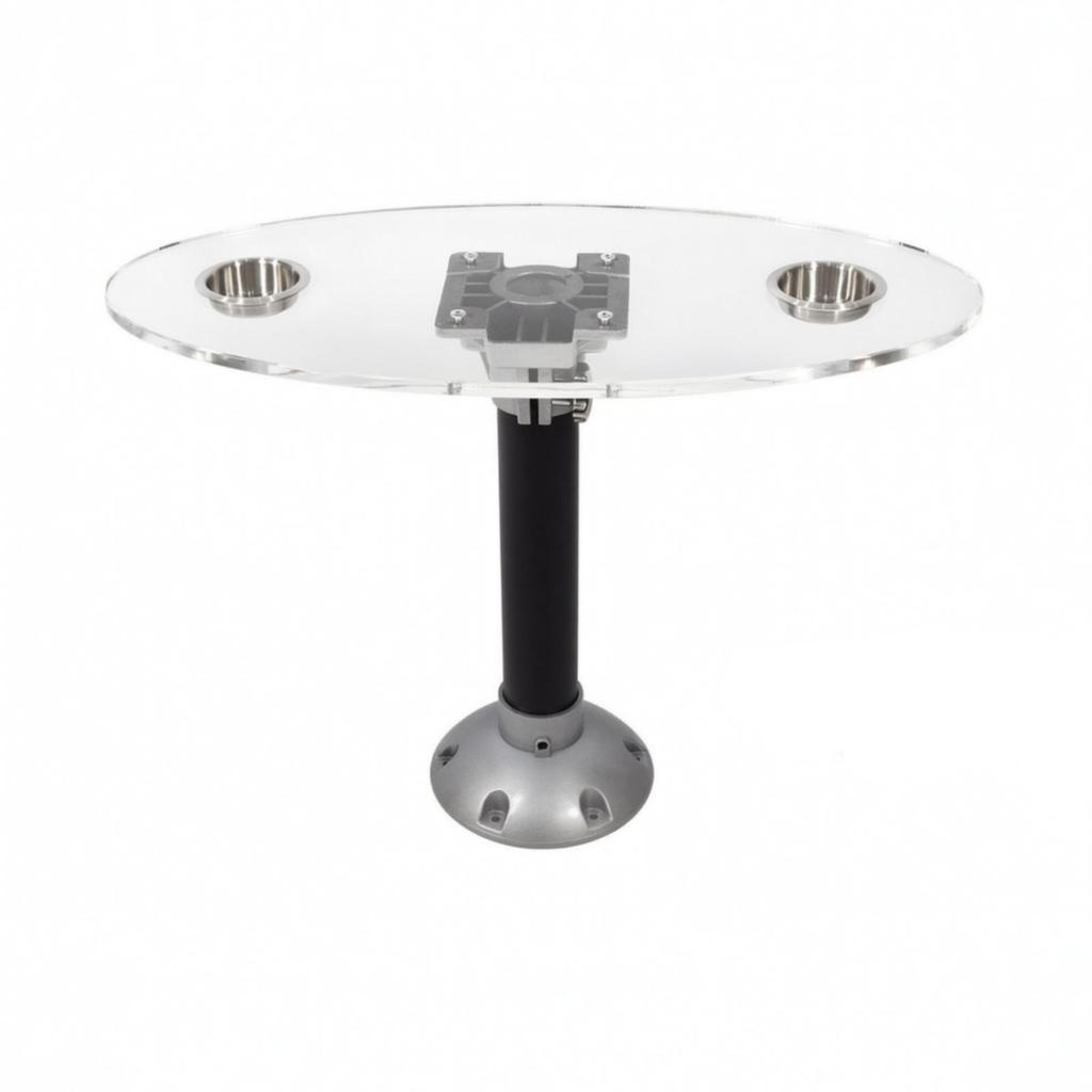 Oval Pedestal Table with Cup Holders Waterproof for Boats, RVs