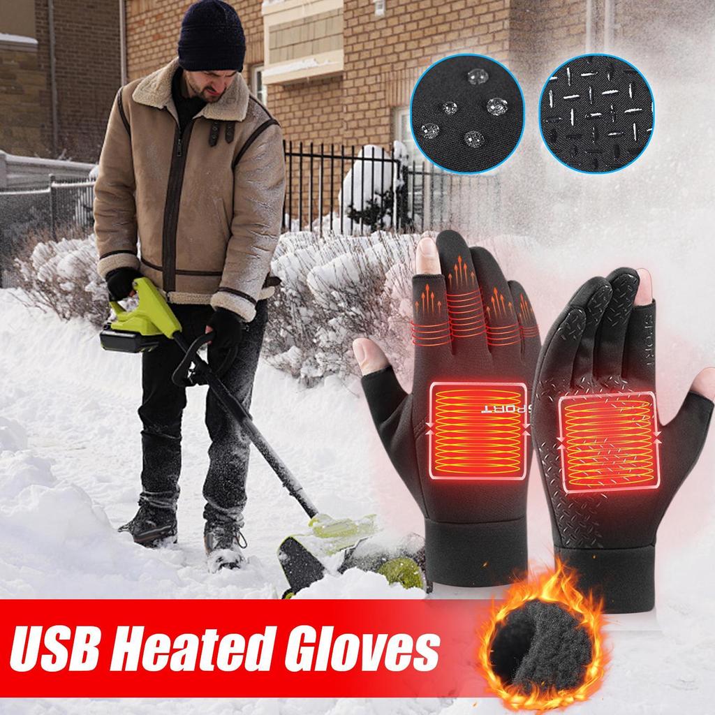 USB Gloves Winter Warm Electric Heated Gloves Heated Motorcycle Gloves for Cycling Running Driving Hiking Walking