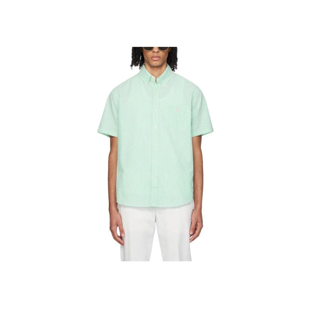 

Polo Ralph Lauren Полосатая рубашка с карманом, с коротким рукавом, мужская, рубашки, зеленый, 710833826-008 S