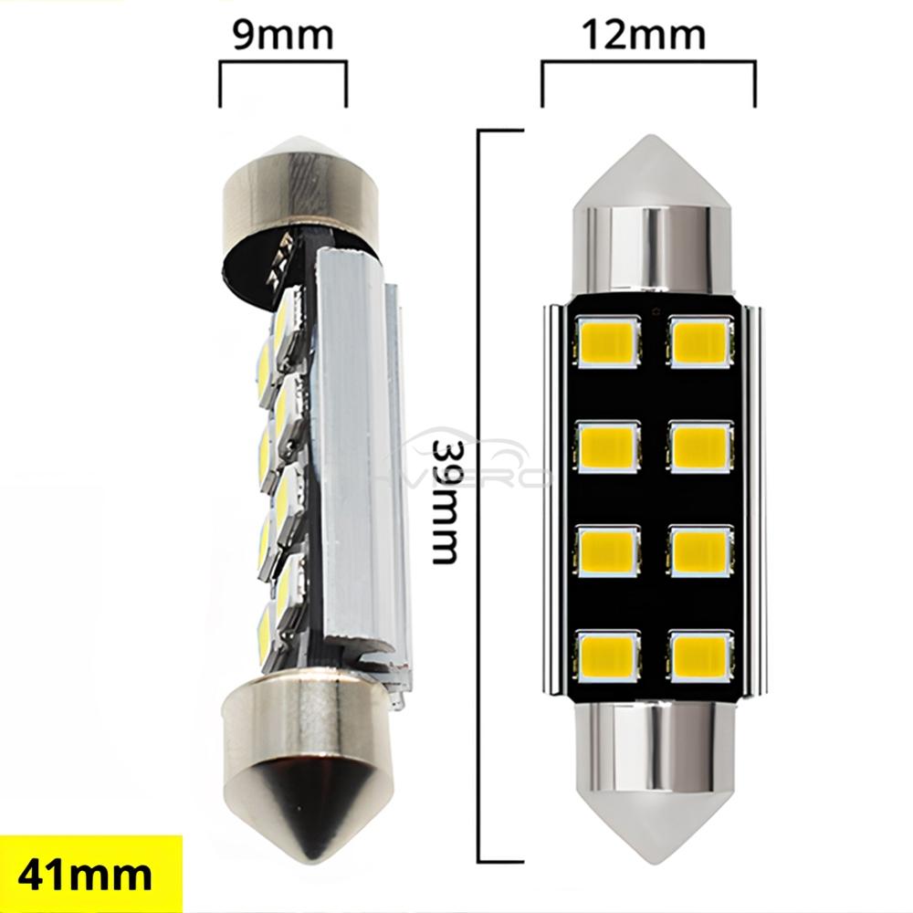 1PCS Festoon C5W C10W Car Reading LEDS 31mm 36mm 39mm 41mm 2835 SMD 8Chips Autos Lantern Dome Lamps Interior Lights White DC 12V Dome Lights 6