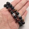 Tiger Eye Stone Black Onyx Stainless Steel Men Women Adjustable Cord Bracelet With Geometric Design For Travel Gift