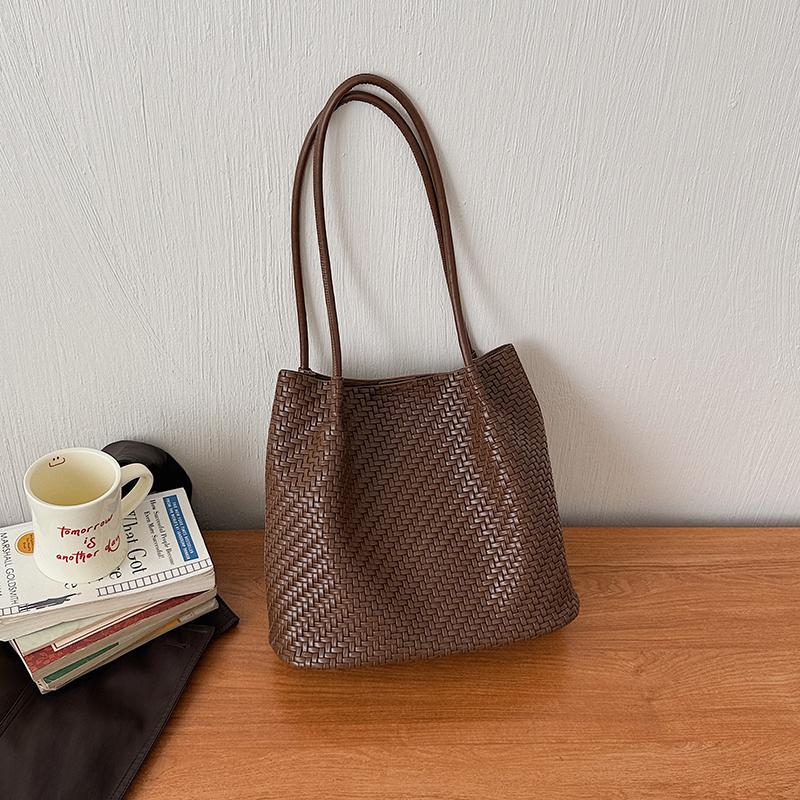 Borsa Tote Grande Intrecciata con Tracolla Lunga e Design Spazioso Perfetta per la Spesa Quotidiana e le Uscite