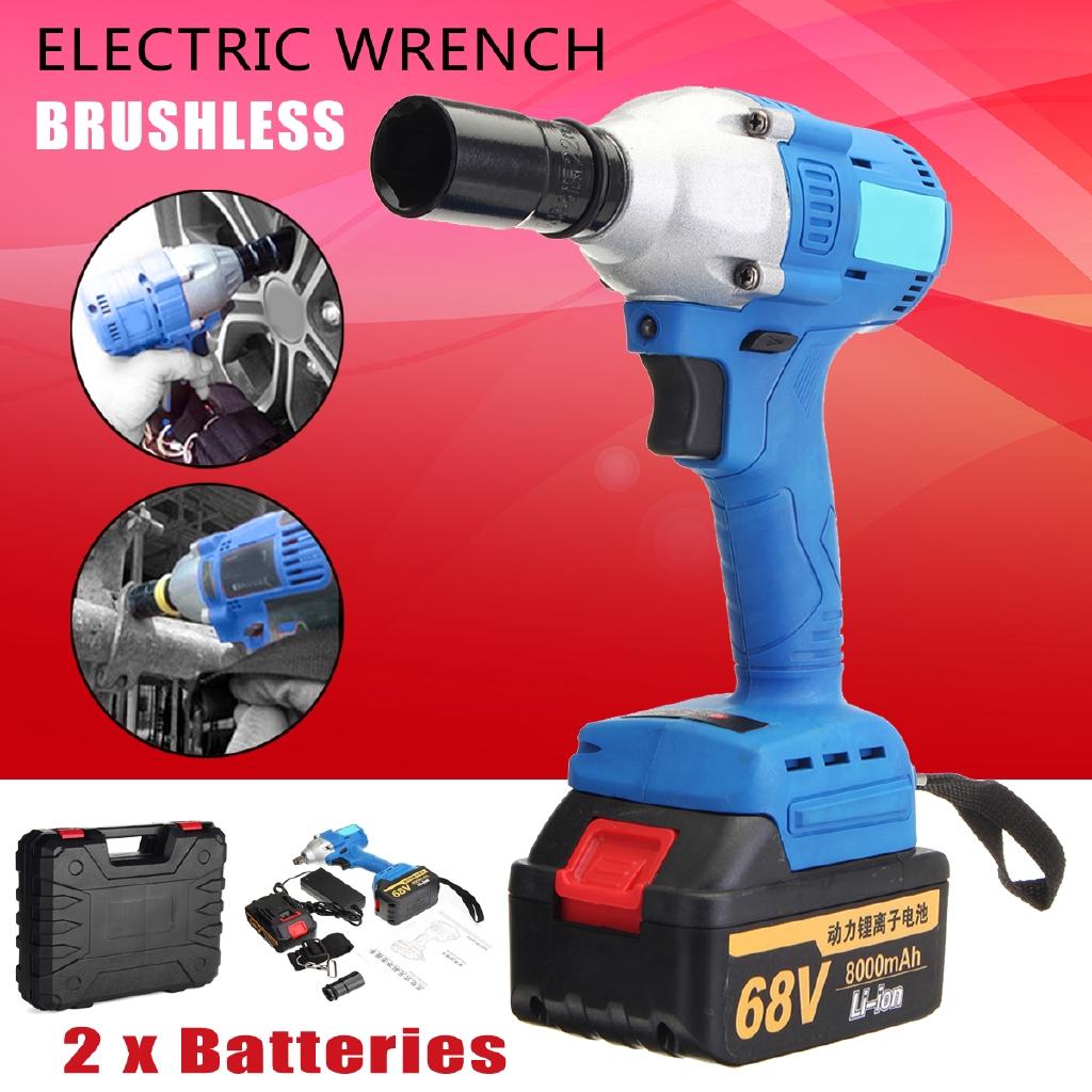 AC 100V-240V 330Nm Cordless Lithium-Ion Electric Impact Wrench Brushless Motor 2 Battery - intl