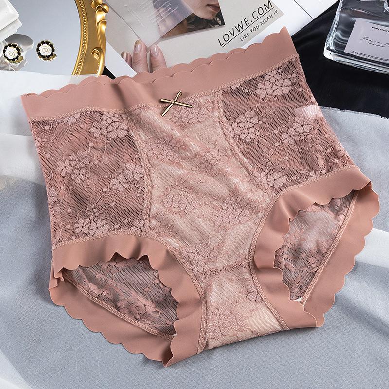 Lencería sexy de encaje de cintura alta, bragas ligeras que realzan los glúteos para mujeres, bragas envolventes.