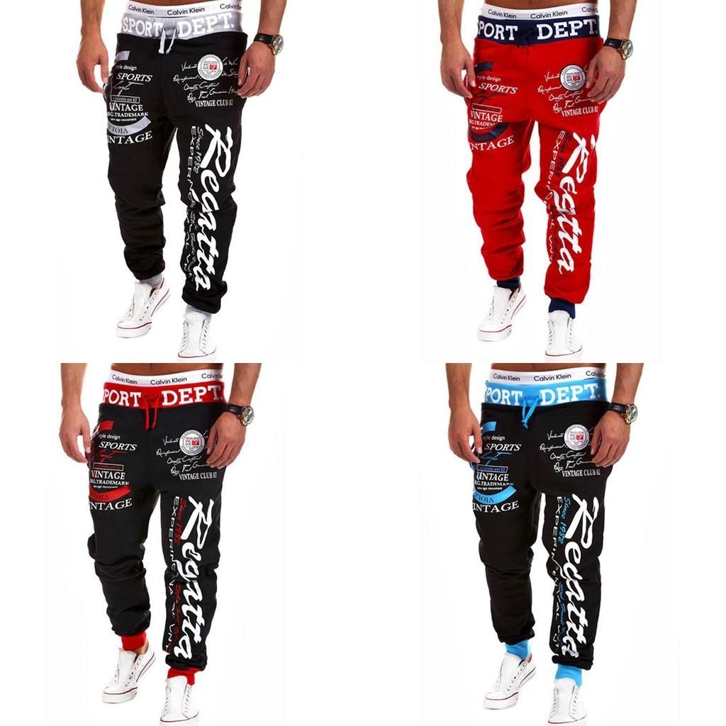 Classic Men's Letter Sport Sweat Pants Jogging Jogger Trousers Tracksuit Bottoms With Stylish Drop Crotch Design