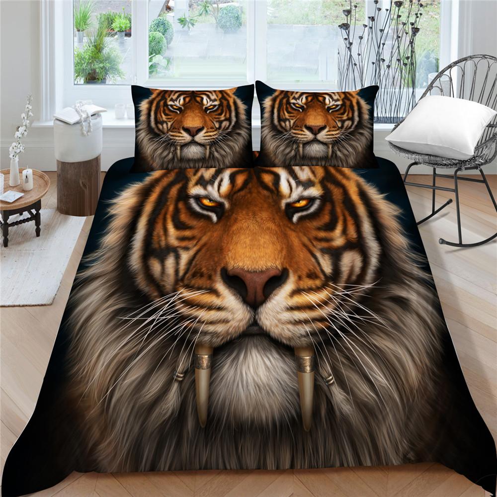 Bedding Set 3D Tiger Printed Duvet Cover Set with Pillowcase Home Textiles Bedding Cover Suit