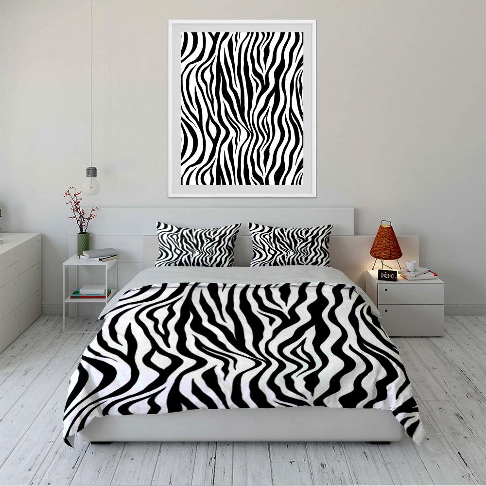 Zebra-Streifen-Print Bettwäscheset Bettwäscheset (1 Bettbezug, 2 Kissenbezüge, Bettdecke nicht enthalten)