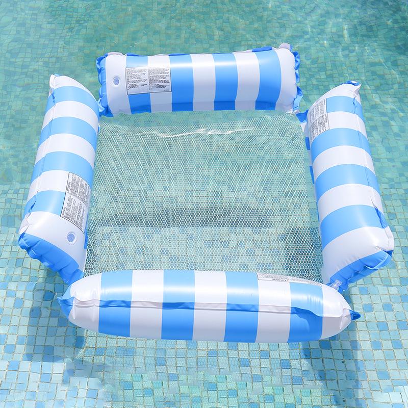 

Inflatable Four-Tube Mesh Lounge Chair: Striped Hammock-Style Floating Bed for Water Recreation 123x120 cm Before Inflating