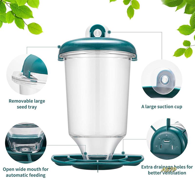 2X Window Bird Feeder With Strong Suction Cup, Removable Hanging Wild Bird Feeder