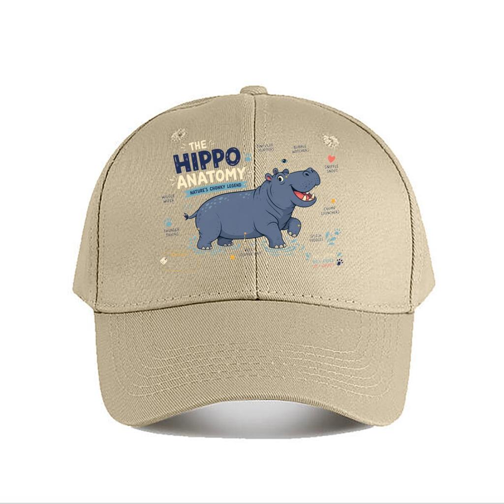Funny Hippo Anatomy Cartoon Diagram Baseball Cap Fashion Outdoor Sports Sunhat Unisex Snapback Cap Womens